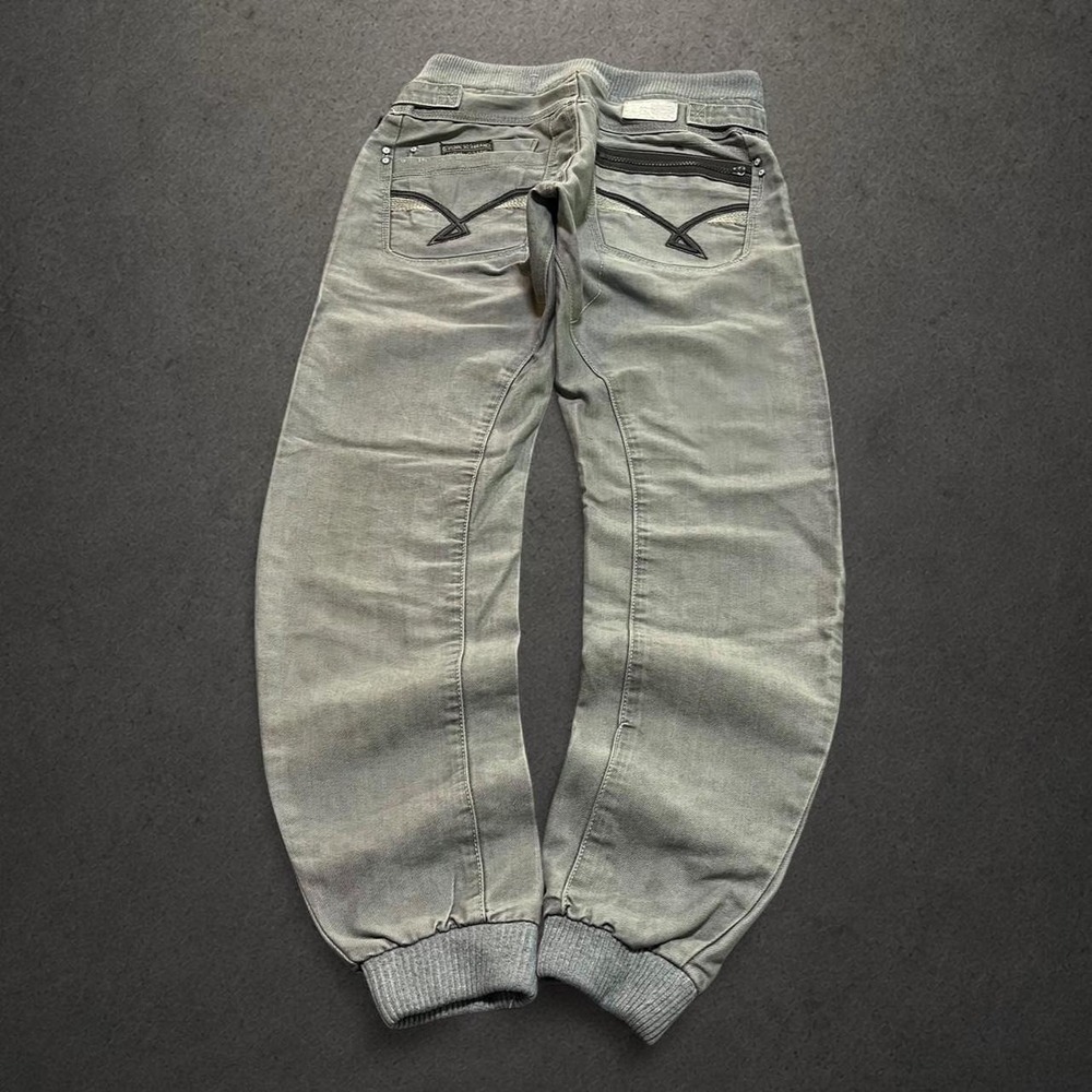 Y2K 2000s‎ Cyber Grunge Indie Skater Euro Archive Embroidered Denim Cuffed Jeans